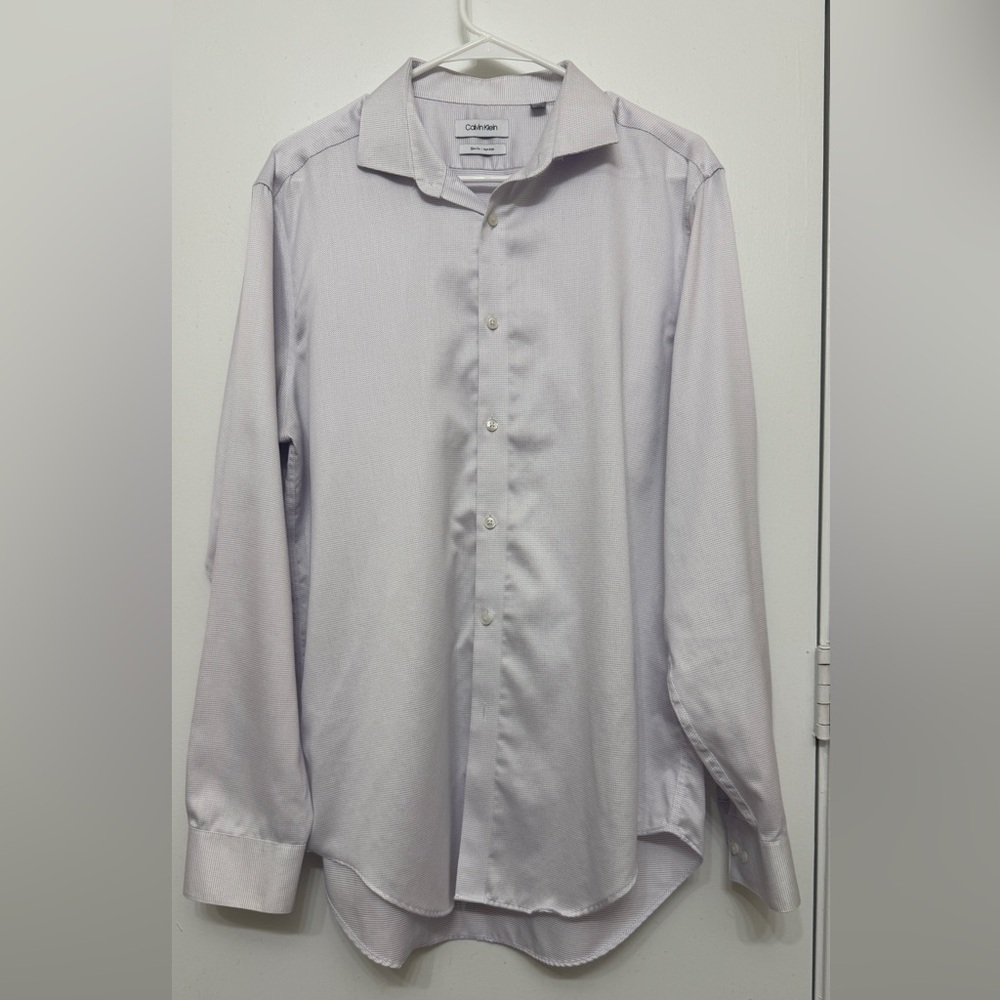 Calvin Klein Light Purple Dress Shirt long sleeve Size L 100% Cotton